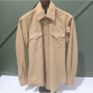 Anthoneys VTG Tan Long Sleeve Button Up Shirt Size 14.5 32/33 Men Wrinkle Free